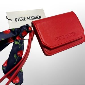 Steve Madden Red Card Holder Wristlet Cherry Keychain New with Tags